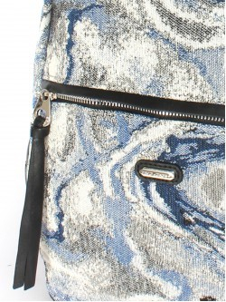 Рюкзак жен текстиль+иск/кожа DJ-6930-3 BLUE, 1отд, 4внеш+2внут/карм, черный/синий 252540