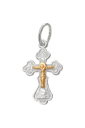 1-083-5-08 083-08 Крест комбинированый серебро+золото штампованный