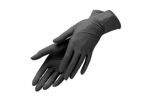 Перчатки виниловые черные gloves 100шт (50 пар) Размер XL