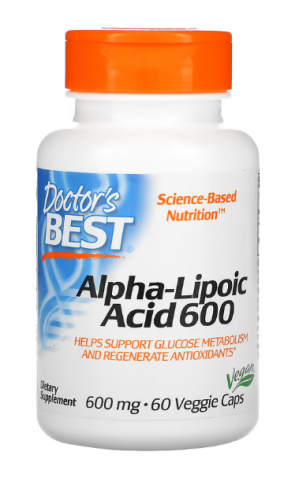 Doctor's Best, альфа-липоевая кислота, 600 мг, 60 вегетарианских капсул