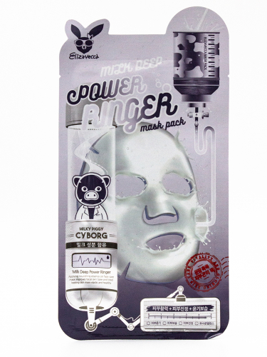 ELIZAVECCA - МАСКА ТКАНЕВАЯ ДЛЯ ЛИЦА DEEP POWER RINGER MASK PACK MILK, 23 ML