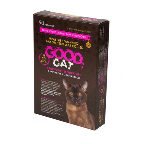 Good Cat Мультивитаминное лакомcтво для Кошек, ЗДОРОВЬЕ И ЭНЕРГИЯ, 90 таб.