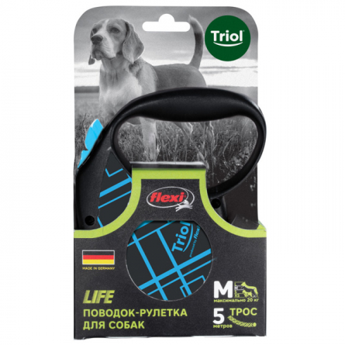 Triol Поводок-рулетка для собак Flexi Life Lines M 5м до 20 кг., трос