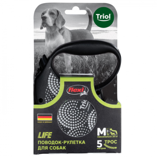 Triol Поводок-рулетка для собак Flexi Life Bubbles M 5м до 20 кг., трос