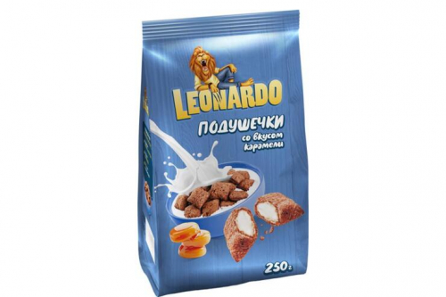 «Leonardo», готовый завтрак «Подушечки со вкусом карамели», 250 г