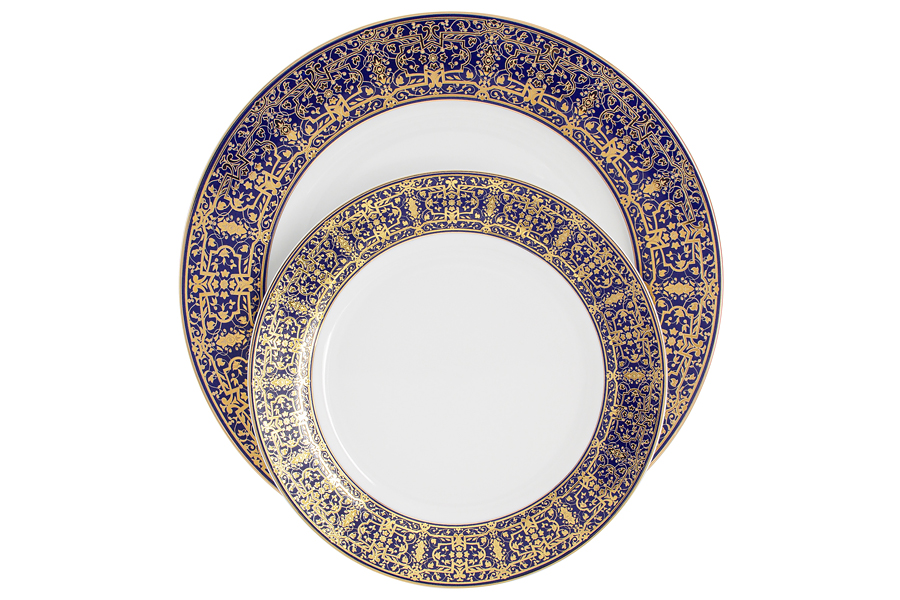 Сервиз обеденный, 12 перс, 50 пр, фарфор P, бело-синий, с золотистым орнаментом, Byzantium, 61159