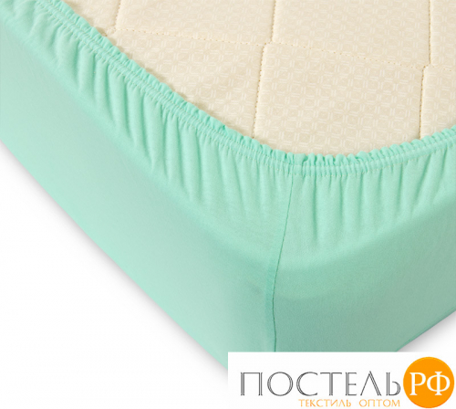 ш90200мята Мята простыня ТРИКОТАЖ 90*200*20 на резинке Р010Т Трикотажное полотно Текс-Дизайн