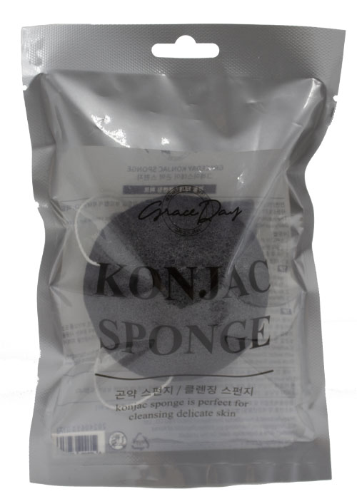 GRACE DAY - СПОНЖ ЧЕРНЫЙ KONJAC SPONGE (COLOR - BLACK), 1 ШТ.