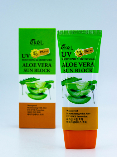 EKEL - СОЛНЦЕЗАЩИТНЫЙ КРЕМ ДЛЯ ЛИЦА И ТЕЛА C АЛОЭ ВЕРА SOOTHING & MOISTURE ALOE VERA SUN BLOCK SPF 50/PA+++, 70 ML