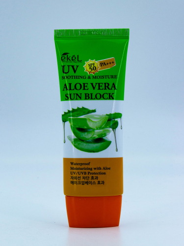 EKEL - СОЛНЦЕЗАЩИТНЫЙ КРЕМ ДЛЯ ЛИЦА И ТЕЛА C АЛОЭ ВЕРА SOOTHING & MOISTURE ALOE VERA SUN BLOCK SPF 50/PA+++, 70 ML