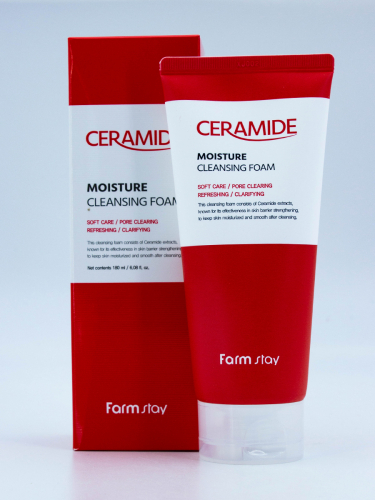 FARMSTAY - ПЕНКА ДЛЯ ЛИЦА ОЧИЩАЮЩАЯ УВЛАЖНЯЮЩАЯ С КЕРАМИДАМИ CERAMIDE MOISTURE CLEANSING FOAM, 180 ML