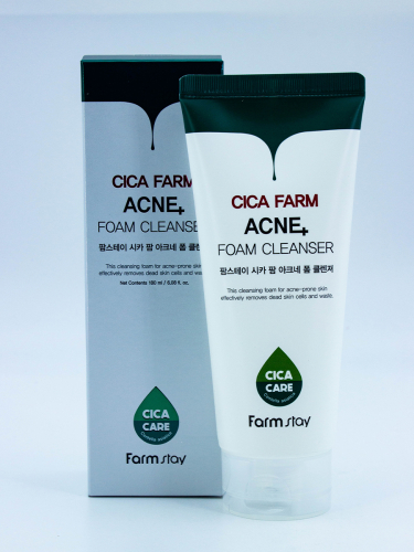 FARMSTAY - ПЕНКА ДЛЯ УМЫВАНИЯ С ЭКСТРАКТОМ ЦЕНТЕЛЛЫ CICA FARM ACNE FOAM CLEANSER, 180 МЛ.