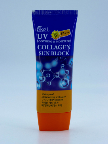 EKEL - СОЛНЦЕЗАЩИТНЫЙ КРЕМ ДЛЯ ЛИЦА И ТЕЛА С КОЛЛАГЕНОМ SOOTHING AND MOISTURE COLLAGEN SUN BLOCK SPF50+/PA+++, 70 ML