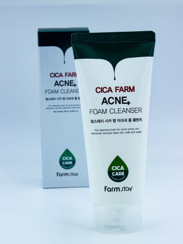 FARMSTAY - ПЕНКА ДЛЯ УМЫВАНИЯ С ЭКСТРАКТОМ ЦЕНТЕЛЛЫ CICA FARM ACNE FOAM CLEANSER, 180 МЛ.