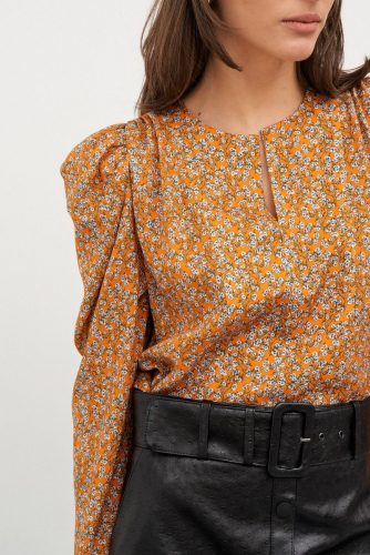 Р 1657 блузка Цвет: оранжевый+ принт