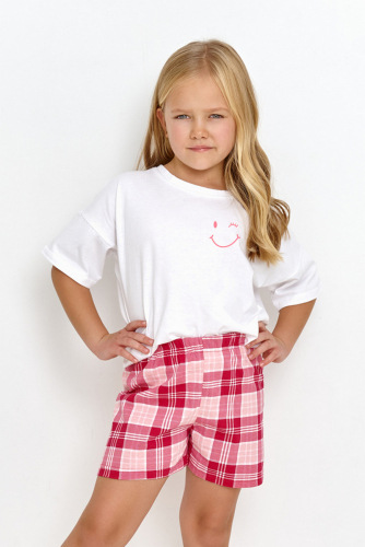 2910/2911/2914 SOPHIE Пижама для девочек с шортами Белый + розовый