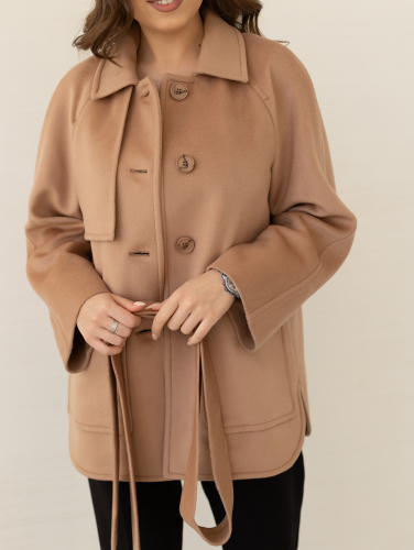 Пальто женское демисезонное 25010 (кэмел/ворсовая ткань)