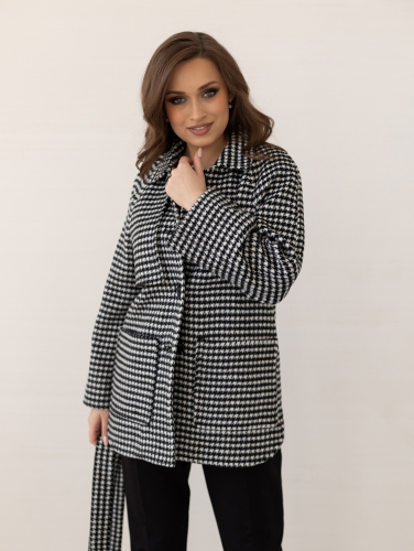 Пальто женское демисезонное 25010 (черно-белый)