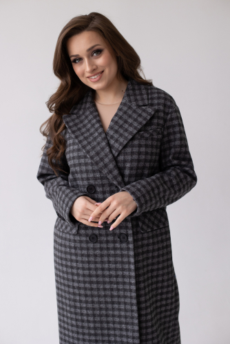 Пальто женское демисезонное 24102 (черно-серый)