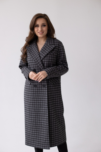 Пальто женское демисезонное 24102 (черно-серый)