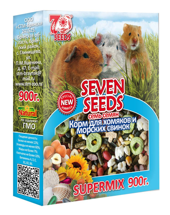 Seven Seeds Супермикс, Корм для хомяков и морских свинок, 900 гр.