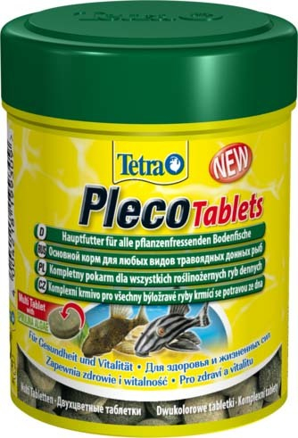 Tetra Pleco Tablets корм для сомов и донных рыб в виде двухцветных таблеток с высоким содержанием спирулины, 120 таблеток
