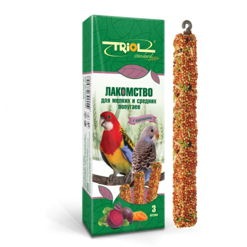Triol Стандарт палочки для мелких и средних попугаев с овощами 3шт. 80 г