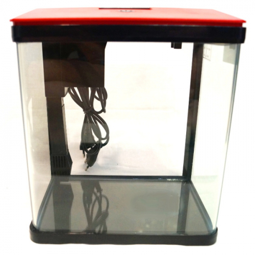 PRIME Аквариум, красно-черный, с LED светильником и фильтром, 7 л, 22,5х15,5х24,5 см.