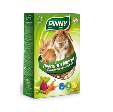 PINNY Premium Menu Полноценный корм для карликовых кроликов с морковью, горохом, свеклой 800 г.