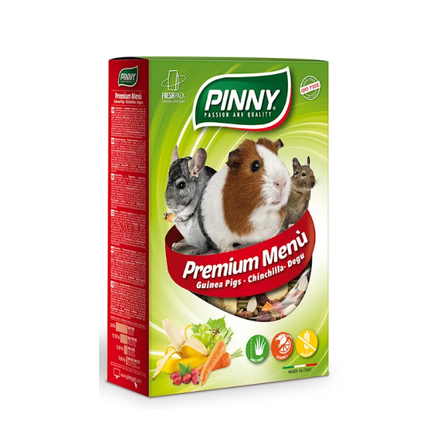 PINNY Premium Menu Полноценный корм для морских свинок, шиншилл, дегу с овощами и ягодами 800 г.