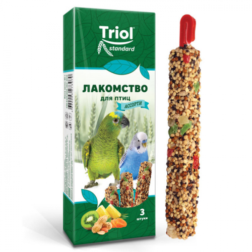 Triol Стандарт палочки для попугаев ассорти 3шт. 75 г