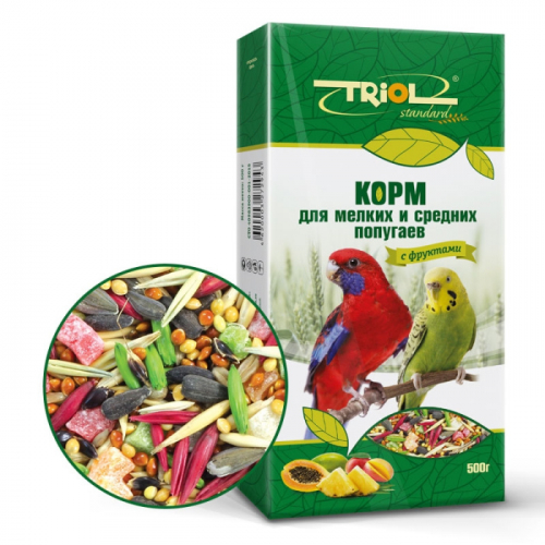 Triol Стандарт для мелких и средних попугаев с фруктами 500 г.