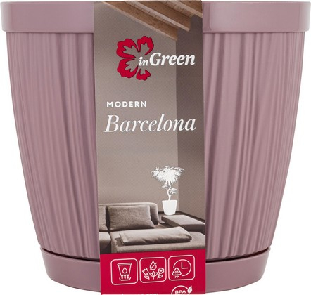 Горшок для цветов inGreen Barcelona d155мм, 1,8л морозная слива /16шт