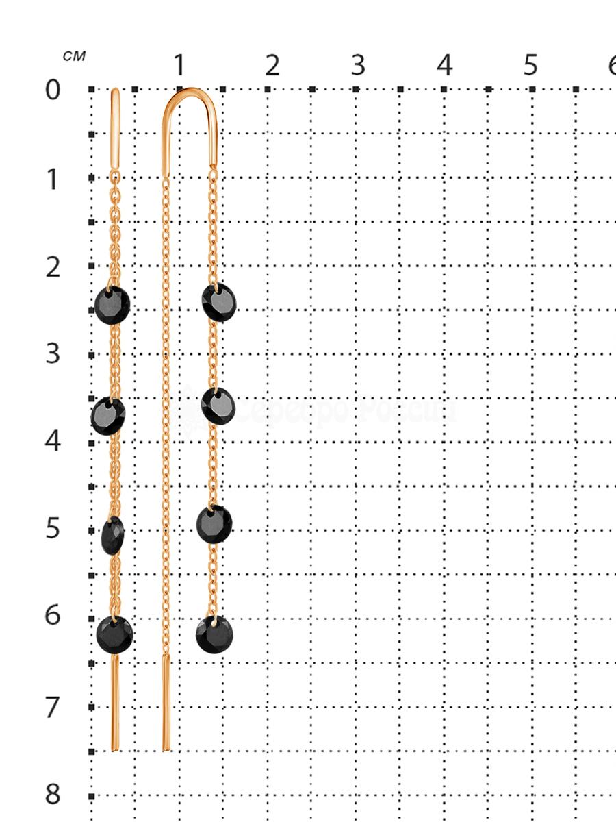 Серьги-продёвки из золочёного серебра с фианитами 925 пробы 111016кр_002
