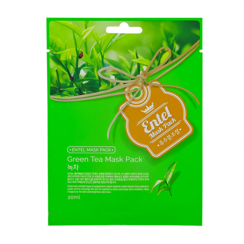 Копия Маска тканевая для лица с вытяжкой зеленого чая Entel Green Tea Mask Pack