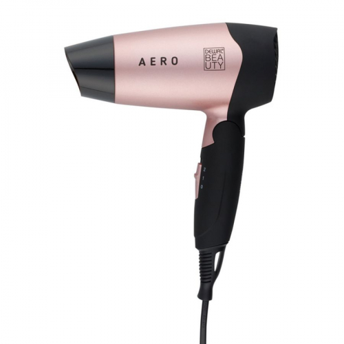 Dewal Beauty Фен для волос дорожный Aero Rose HD1002-Rose, чёрно-розовый, 1400 Вт