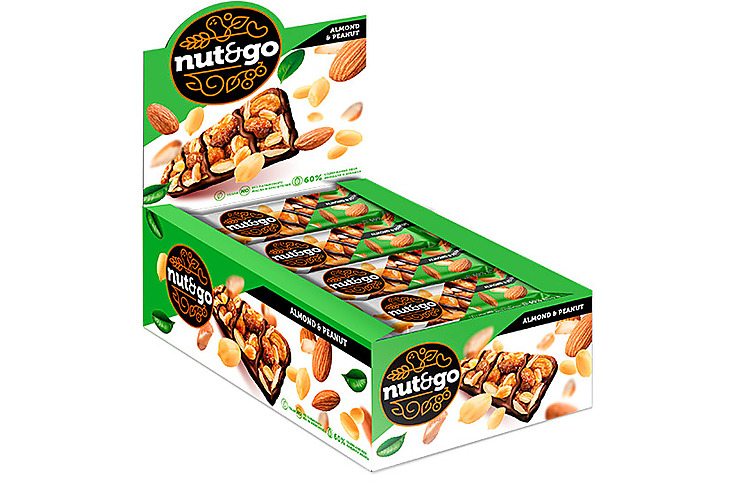 «Nut&Go», батончик Almond & peanut, 36 г (упаковка 18 шт)