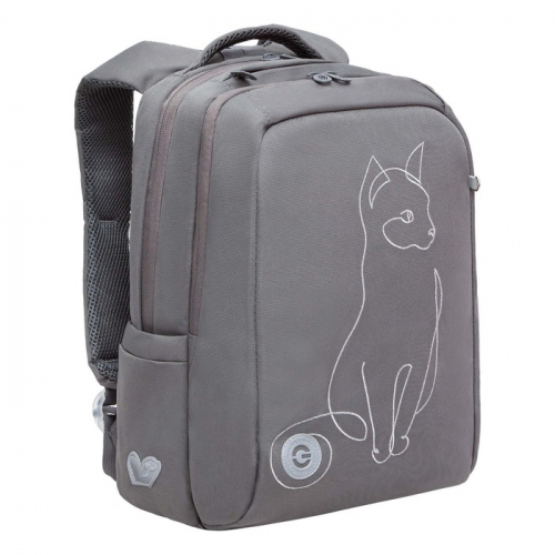 Рюкзак школьный, 39 х 26 х 17 см, Grizzly 366, эргономичная спинка, серый RG-366-2_2