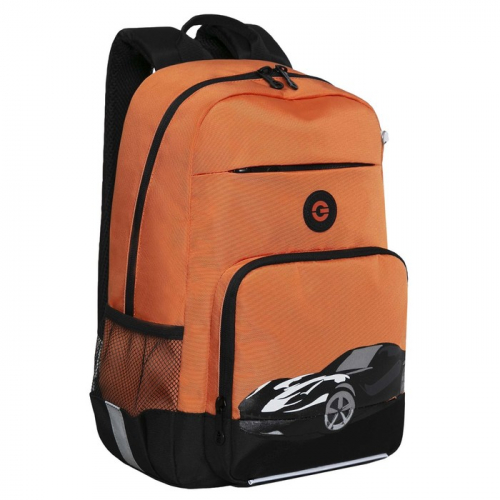 Рюкзак молодёжный, 40 х 25 х 13 см, Grizzly 355, эргономичная спинка, отделение для ноутбука, чёрный/оранжевый RB-355-1_3