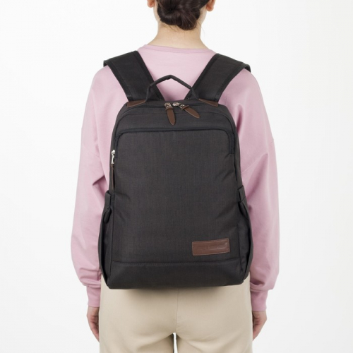 Рюкзак молодёжный, классический, отдел на молнии, наружный карман, цвет чёрный/рыжий