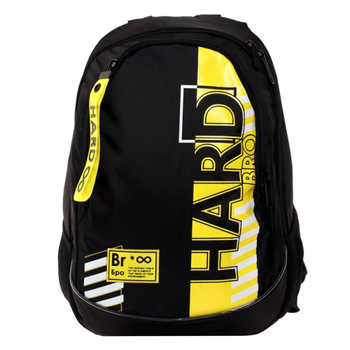 Рюкзак школьный, 42 х 30 х 20 см, эргономичная спинка, Hatber Sreet, Hard Bro, чёрный/жёлтый NRk_78119