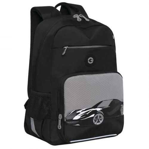 Рюкзак молодёжный, 40 х 25 х 13 см, Grizzly 355, эргономичная спинка, отделение для ноутбука, чёрный/серый RB-355-1_2