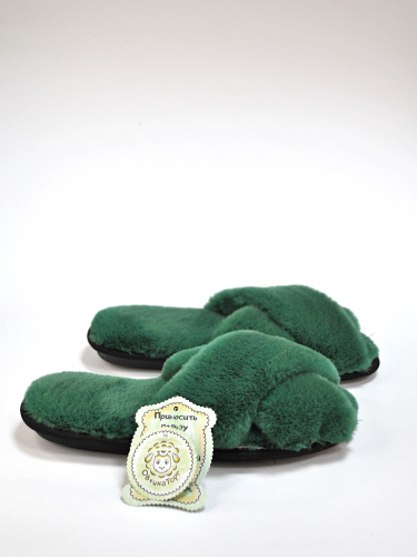 Арт 438 - Тапочки косички из экомеха зеленые