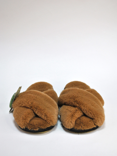 Арт 443 - Тапочки косички из экомеха светло-коричневые