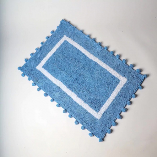 Коврик Arya Pompom, с помпонами, 60х90 см, цвет синий