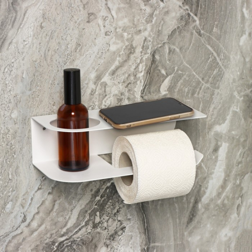 Держатель для туалетной бумаги «Лофт Арт», 23×10 см, с полочкой, цвет белый