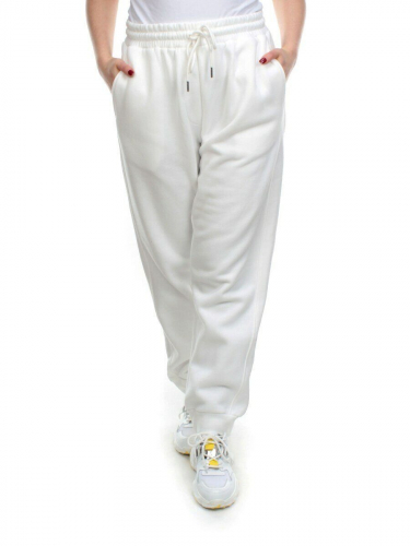 M021 WHITE Брюки спортивные женские на флисе (100% хлопок) 7986 размер 2XL - 52 российский