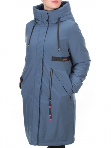 21-967 GRAY/BLUE Пальто зимнее женское AIKESDFRS (200 гр. холлофайбера) размер 50