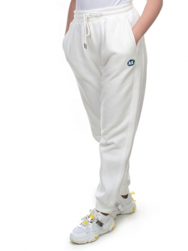 M043 WHITE Брюки спортивные женские на флисе (100% хлопок) 7986 размер M - 44/46 российский