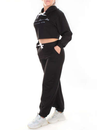 Y316 BLACK Спортивный костюм женский (100% хлопок) размер 56